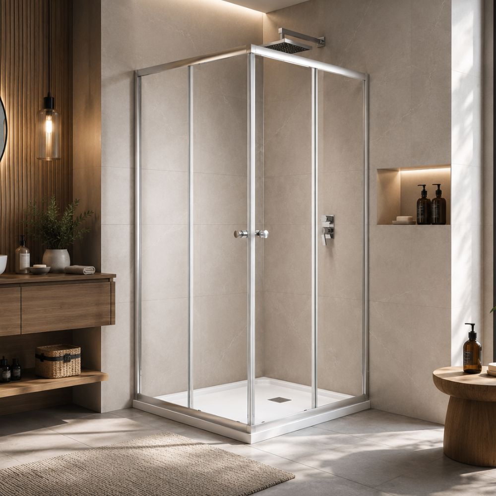 Resguardo de Duche Angular Cerhouse Clean 80x80cm Cromado