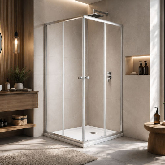 Resguardo de Duche Angular Cerhouse Clean 80x80cm Cromado