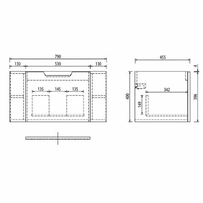 Móvel Cerhouse Marble Oak Natur c/Tampo Marmorizado 800