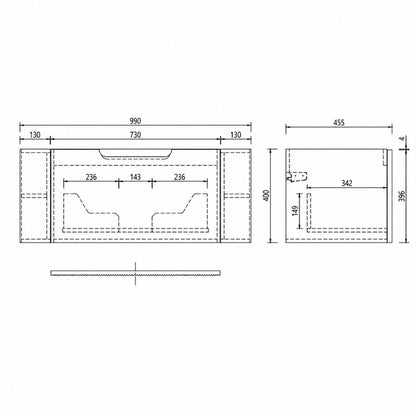 Móvel Cerhouse Marble Oak Rob c/Tampo Marmorizado 100