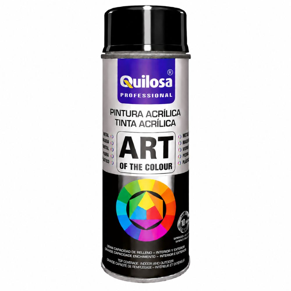 Tinta Spray Preto Intenso Brilhante RAL 9005 400ml Quilosa