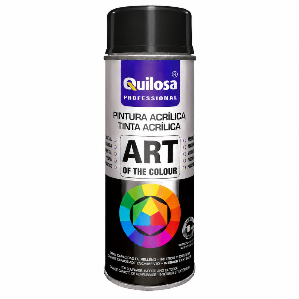 Tinta Spray Preto Intenso Mate RAL 9005 400ml Quilosa