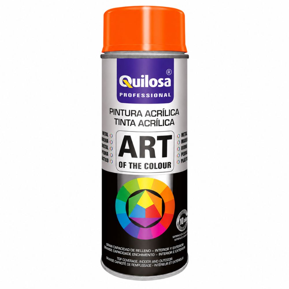 Tinta Spray Acrílica Laranja Puro RAL 2004 400ml Quilosa