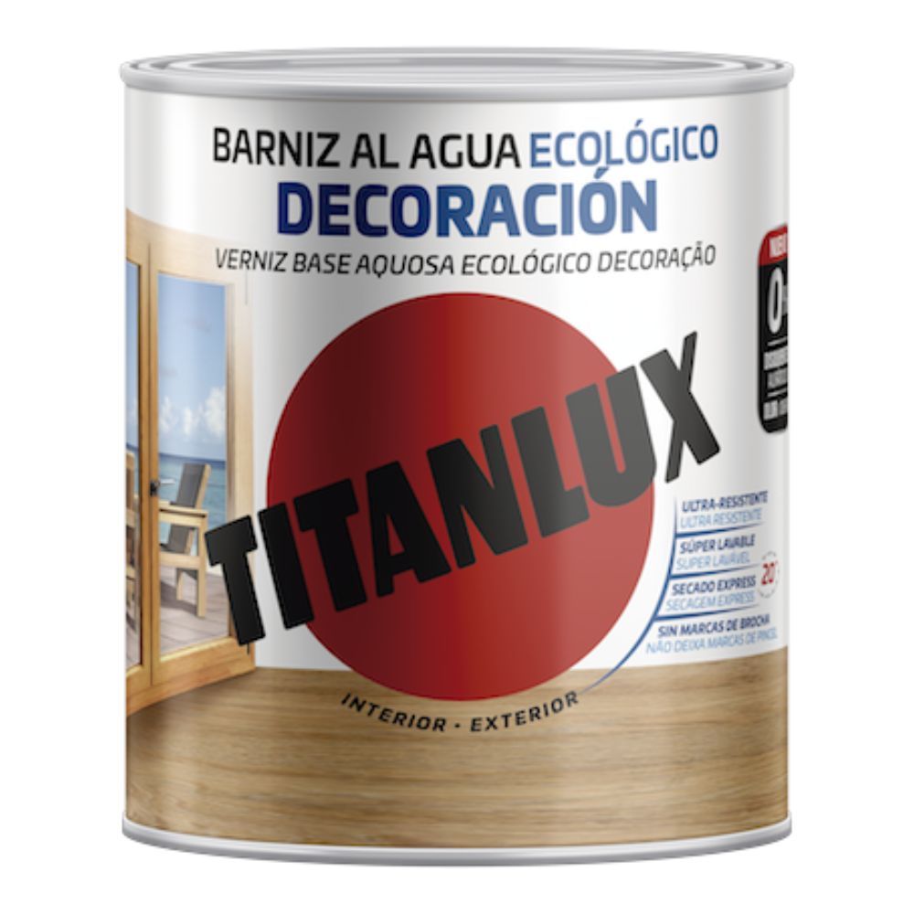 Verniz TITAN Base Aquosa Ecológico Incolor Acetinado 750ml