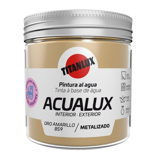 Tinta Acrílica TITAN Acualux Metalizado Ouro Amarelo 75ml