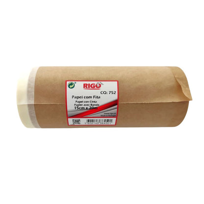 Papel de Proteção com Fita Adesiva Rigo 15 cm x 20 m
