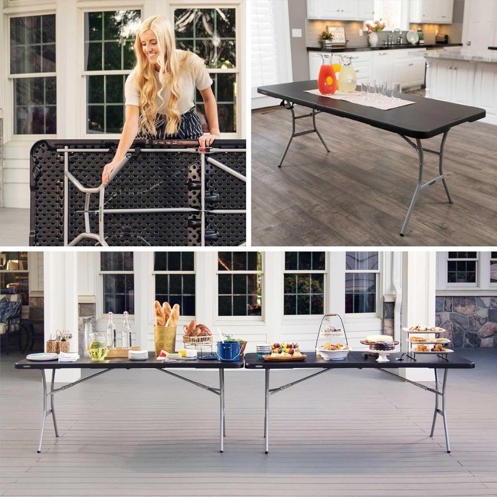 Mesa Dobrável Lifetime 183x76cm Preta em HDPE