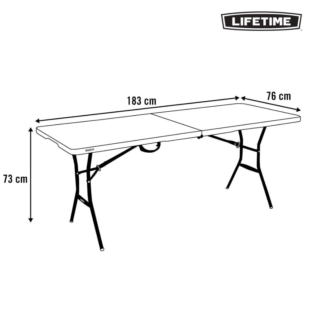 Mesa Dobrável Lifetime 183x76cm Preta em HDPE
