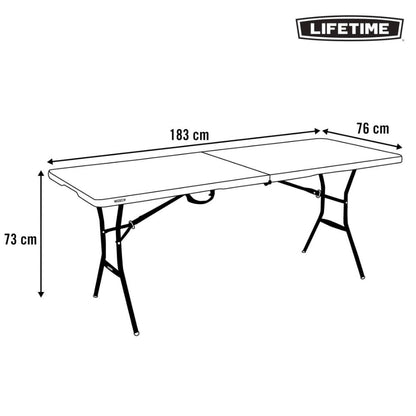 Mesa Dobrável Lifetime 183x76cm Preta em HDPE
